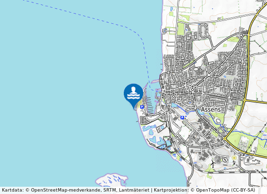 Assens Næs Badebro (Bf) på kartan