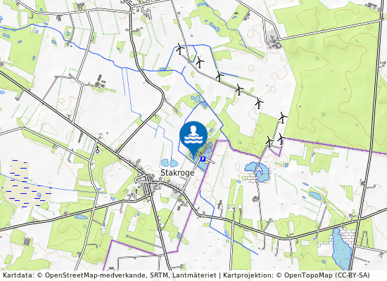 Stakroge Badesø på kartan