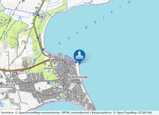 Juelsminde Storstrand på kartan