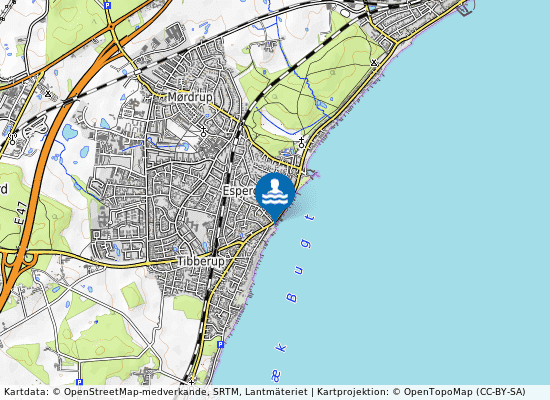 Off. Strand Ved Strandvejen 384, Badebro på kartan