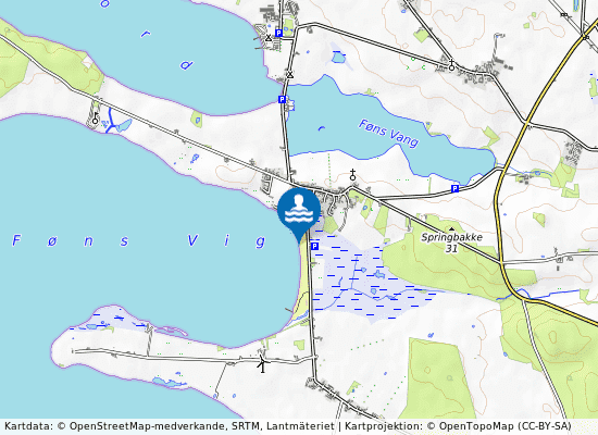Føns Strand på kartan
