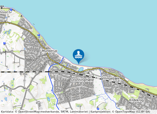 Dronningmølle Strand på kartan