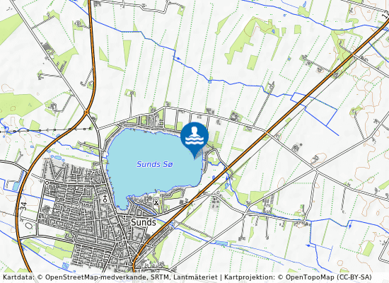 Sunds Sø Ved Østbred på kartan